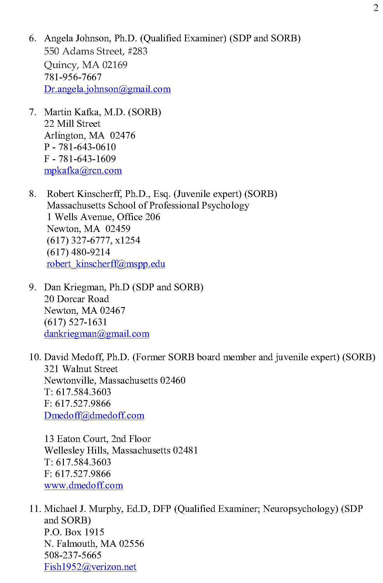 List of Sex Offender Risk Evaluation Experts.Updated Oct. 2014_4